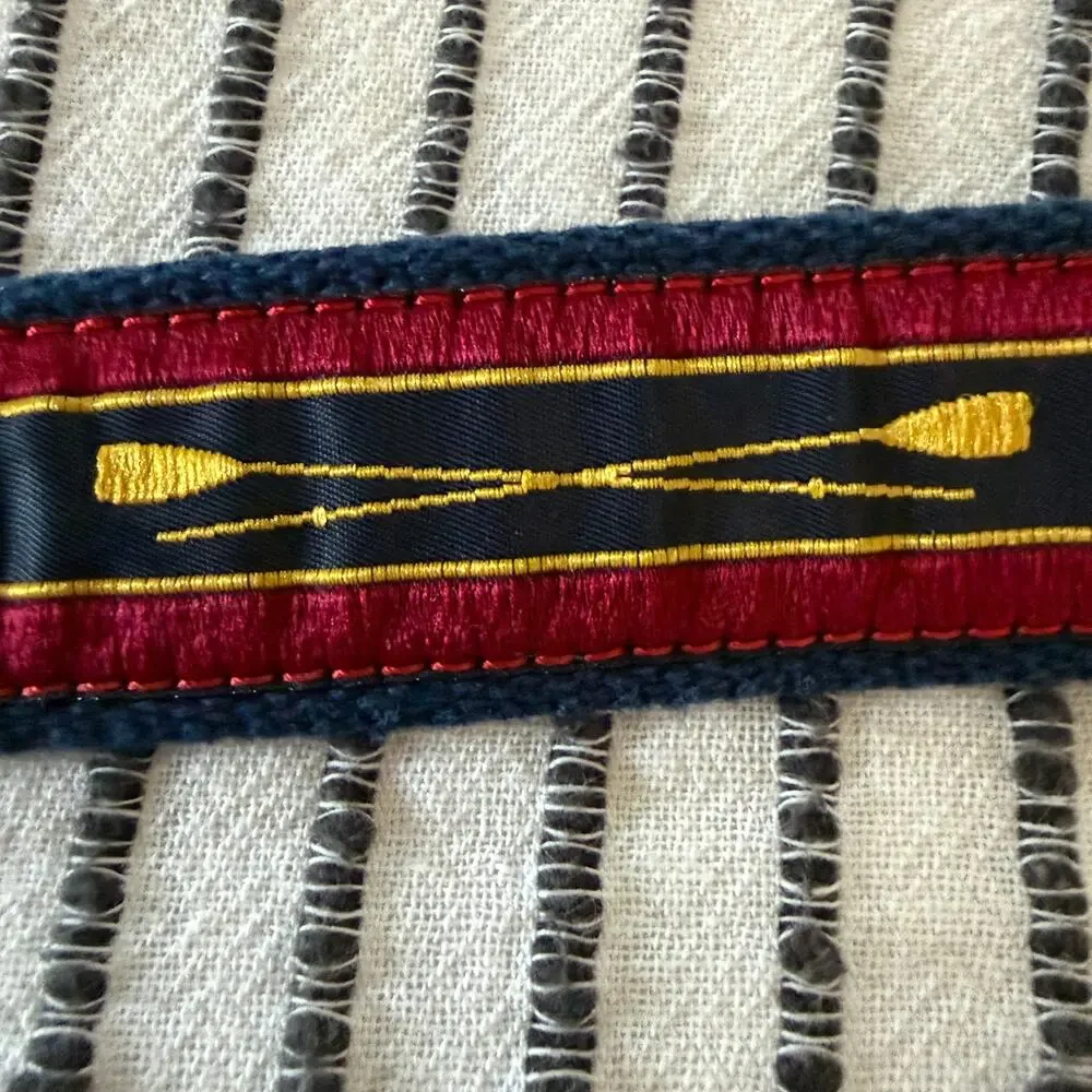 J.Press | Navy Burgundy and Gold Oar Webbed belt | Size 38